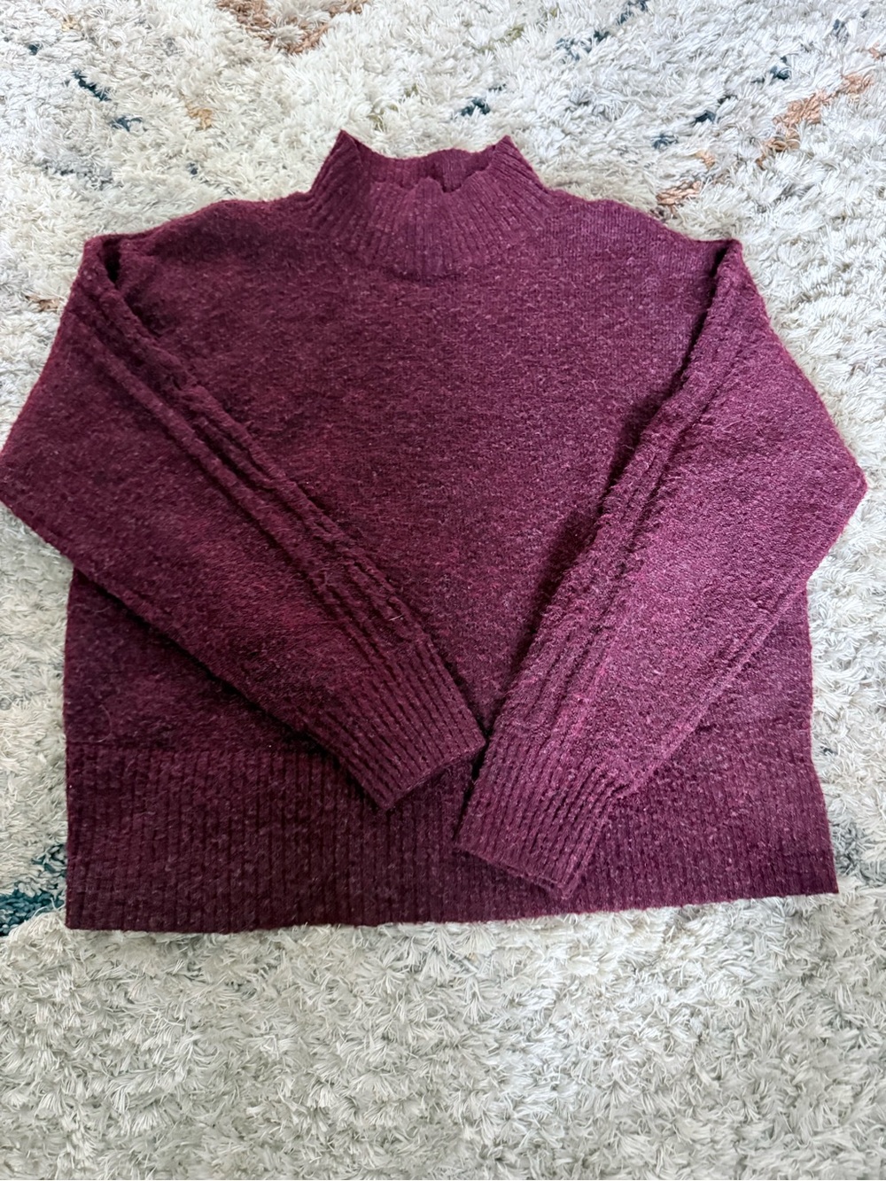 Women’s Burgundy Mock Neck Sweater